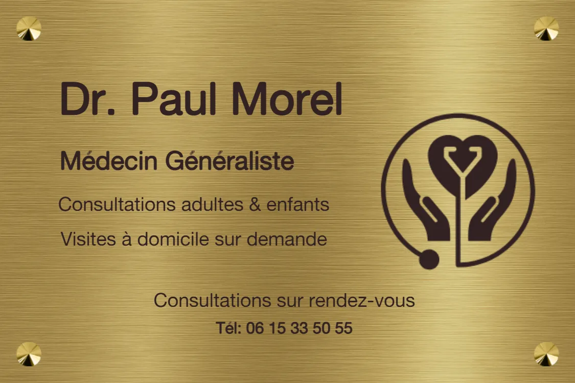 Plaque Docteur - en Laiton brossé - taille 300x200 mm - Laiton brossé • 300x200 mm • Vis avec cache-vis