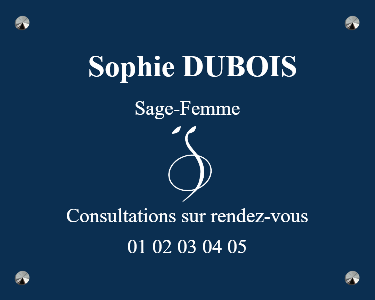 Plaque professionnelle sage femme - en Aluminium bleu - taille 250x200 mm - Spécialiste de la signalétique à Lille, je fabrique votre plaque de sage-femme dans le respect strict du Code de santé publique et de la déontologie. Qu’il s’agisse de laiton poli traditionnel, d’aluminium brossé ou de plexiglas moderne, chaque pièce est gravée avec précision pour garantir une lisibilité parfaite de vos diplômes et coordonnées. Nos formats standards de 30 x 20 cm s'adaptent aux exigences de sobriété et aux règlements de copropriété les plus pointus. Profitez d'une fabrication française durable , conçue pour guider vos patientes avec élégance, de la façade de l'immeuble jusqu'à la porte de votre cabinet. Conformité et caractéristiques de votre signalétique La plaque de sage-femme respecte un format maximal de 30x25 cm selon le Code de santé publique. Elle mentionne nom, diplômes d'État et coordonnées, excluant toute publicité commerciale, garantissant ainsi une identification sobre et réglementaire . Cette rigueur dans l'affichage assure une transition fluide vers le choix des dimensions et le respect des normes imposées par l'Ordre. Respect des normes de l'Ordre et dimensions Le format standard utilisé est souvent de 30x20 cm. Le Conseil de l'Ordre autorise toutefois un maximum de 30x25 cm. Cette limite garantit une signalétique discrète et professionnelle . Une plaque épurée facilite l'identification du cabinet . Elle évite tout aspect publicitaire déplacé. C'est un gage de sérieux. Cela rassure les patientes qui cherchent votre entrée sans hésiter. Pour votre installation, choisissez une plaque sage-femme adaptée. Nos modèles respectent scrupuleusement ces dimensions réglementaires. Mentions autorisées et clarté des informations Certaines informations sont obligatoires pour informer le public . Votre nom, prénom et diplômes reconnus par l'État sont indispensables. Ajoutez simplement vos coordonnées téléphoniques et vos horaires habituels de consultation. Voici les données à faire figurer sur votre support : Nom et prénom Diplômes d'État reconnus par l'Ordre Numéro de téléphone Horaires et jours de consultation Toute publicité est strictement interdite par la déontologie. Les mentions élogieuses sont proscrites. Restez factuelle pour respecter le Code de santé publique et éviter d'éventuelles sanctions disciplinaires. Usage optimal et destination du produit Une fois les règles de contenu fixées, il faut réfléchir à l'endroit précis où votre signalétique sera la plus efficace pour vos patientes. Emplacement en façade ou en intérieur L'emplacement extérieur mérite toute votre attention. Une plaque en façade guide vos patientes dès la rue. Elle résiste aux intempéries et reste lisible . La pose sur la porte du cabinet reste indispensable. C'est la confirmation finale pour la patiente . Ce support peut être plus petit que votre signalétique d'entrée. Une plaque secondaire s'avère très utile pour vos horaires. On peut aussi y noter une spécialité comme l'acupuncture. Cela complète parfaitement votre plaque sage-femme principale. Pensez à consulter nos plaques horaires d'ouverture . Elles facilitent la gestion de vos rendez-vous. Adaptation aux règlements de copropriété Je vous conseille de discuter avec votre syndic. Vérifiez toujours le règlement de copropriété avant de commander. Certains immeubles imposent une couleur précise. Cela garantit l'harmonie du hall. Observez bien les installations de vos confrères. Regardez les finitions choisies par un podologue ou un ophtalmologue. L'unité esthétique est souvent exigée par les copropriétés. Support Fixation recommandée Avantage Mur en pierre Vis/chevilles Tenue maximale Porte en bois Adhésif Pose sans perçage Vitrine Ventouses ou adhésif double-face Installation réversible Découvrez nos plaques professionnelles personnalisées . Elles s'adaptent parfaitement au style de votre quartier. Spécifications techniques et matériaux de gravure Le choix du support ne dépend pas seulement du syndic, mais aussi de la durabilité que vous attendez de votre investissement . Laiton aluminium ou plexiglas quelle durabilité Le laiton poli offre un prestige classique incomparable pour votre cabinet. Le plexiglas, lui, propose un rendu moderne et une grande légèreté. Ces deux matériaux résistent bien aux UV extérieurs durablement . Ils gardent leur éclat face aux intempéries. L'aluminium est un excellent compromis entre prix et résistance. Ce métal ne rouille pas et offre un aspect brossé très contemporain. C'est un choix idéal pour une plaque professionnelle sage femme installée en extérieur . Nettoyez le laiton avec un produit spécifique sans ammoniaque pour éviter l'oxydation naturelle. Pour le plexiglas, un simple chiffon doux et de l'eau savonneuse suffisent amplement. Un entretien régulier préserve la brillance de votre signalétique . Découvrez nos modèles de plaques laiton haut de gamme. La finition est soignée. Solutions de pose sans dégradation du support Les vis avec cache-vis sont les fixations les plus sécurisées. Elles demandent un perçage mais assurent une tenue parfaite sur les murs en pierre ou béton . C'est la solution standard pour une pose définitive et robuste. Les entretoises créent un décalage élégant entre le mur et la plaque. Cela apporte du relief et un aspect haut de gamme à votre entrée de cabinet. Ce système valorise immédiatement votre image de marque auprès des patientes. L'adhésif haute résistance est parfait pour les portes lisses ou les vitrines. Il évite de dégrader le support , ce qui est crucial en location. C'est une méthode de pose rapide. La fixation reste invisible et très propre. Sachez que chaque plaque de nom peut aussi utiliser ces systèmes de fixation simplifiés. L'installation devient un jeu d'enfant .