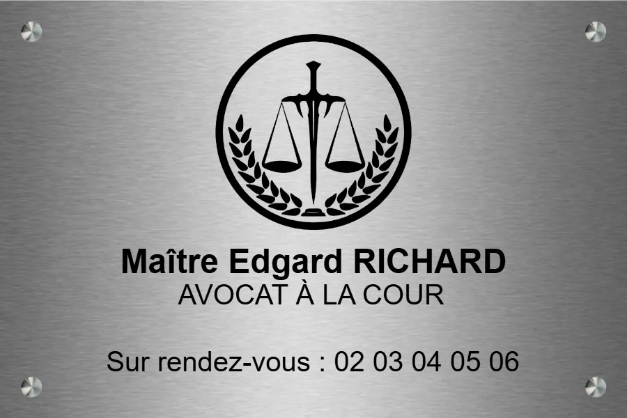 Plaque Avocat Inox - Plaque personnalisée - en inox