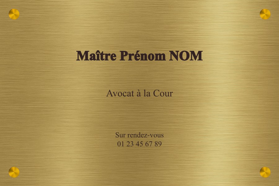 Plaque avocat Laiton brossé en laiton brossé fixation entretoises — Plaque Avocat