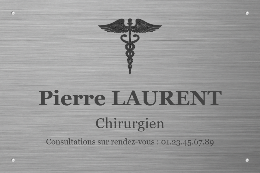 Plaque chirurgien personnalisée en aluminium gris fixation vis — Plaque Chirurgien
