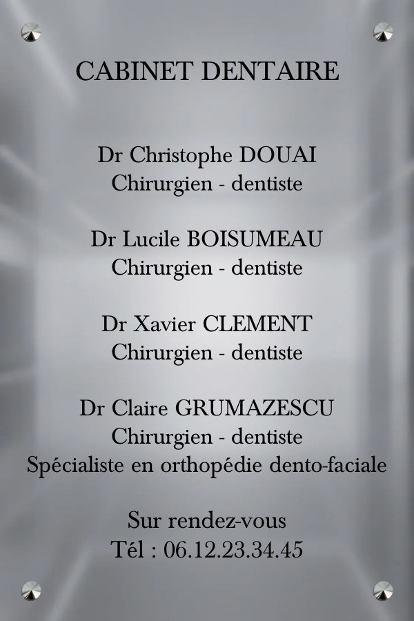 Plaque de dentiste inox poli miroir en inox_poli_miroir fixation vis-cache — Plaque Dentiste