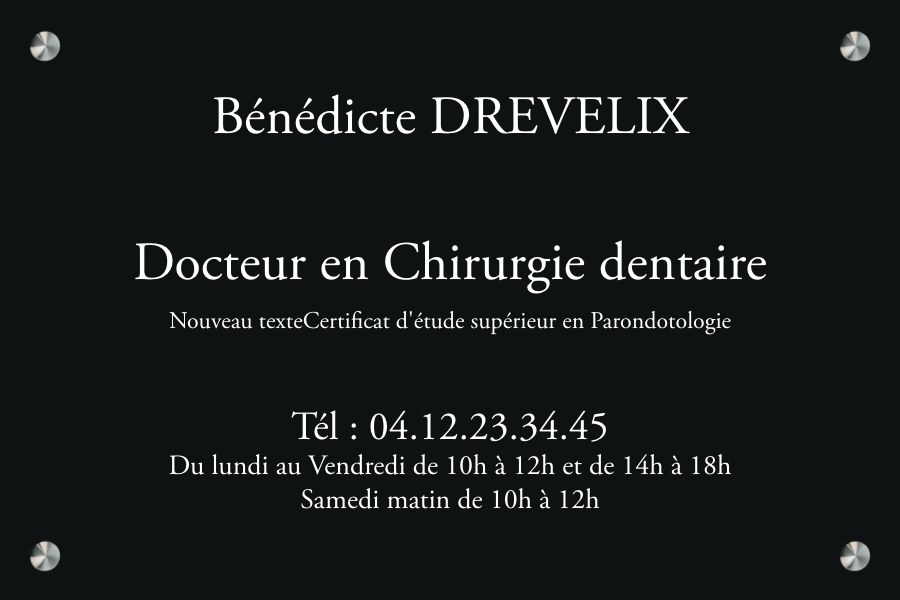 Plaque dentiste Aluminium noir en aluminium noir fixation entretoises — Plaque Dentiste