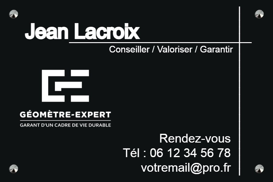 Plaque Géometre Aluminium noir en aluminium noir fixation vis-cache — Plaque Géomètre
