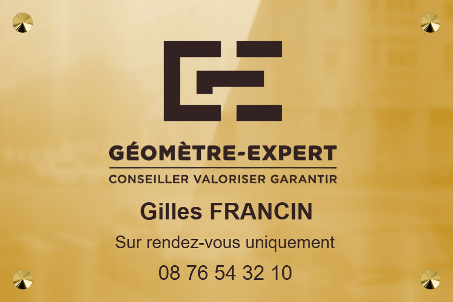 Plaque géomètre laiton - Laiton poli miroir • 300x200 mm • Vis avec cache-vis