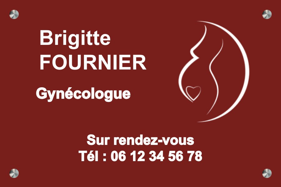 Plaque professionnelle gynécologue en aluminium rouge fixation entretoises — Plaque Gynécologue