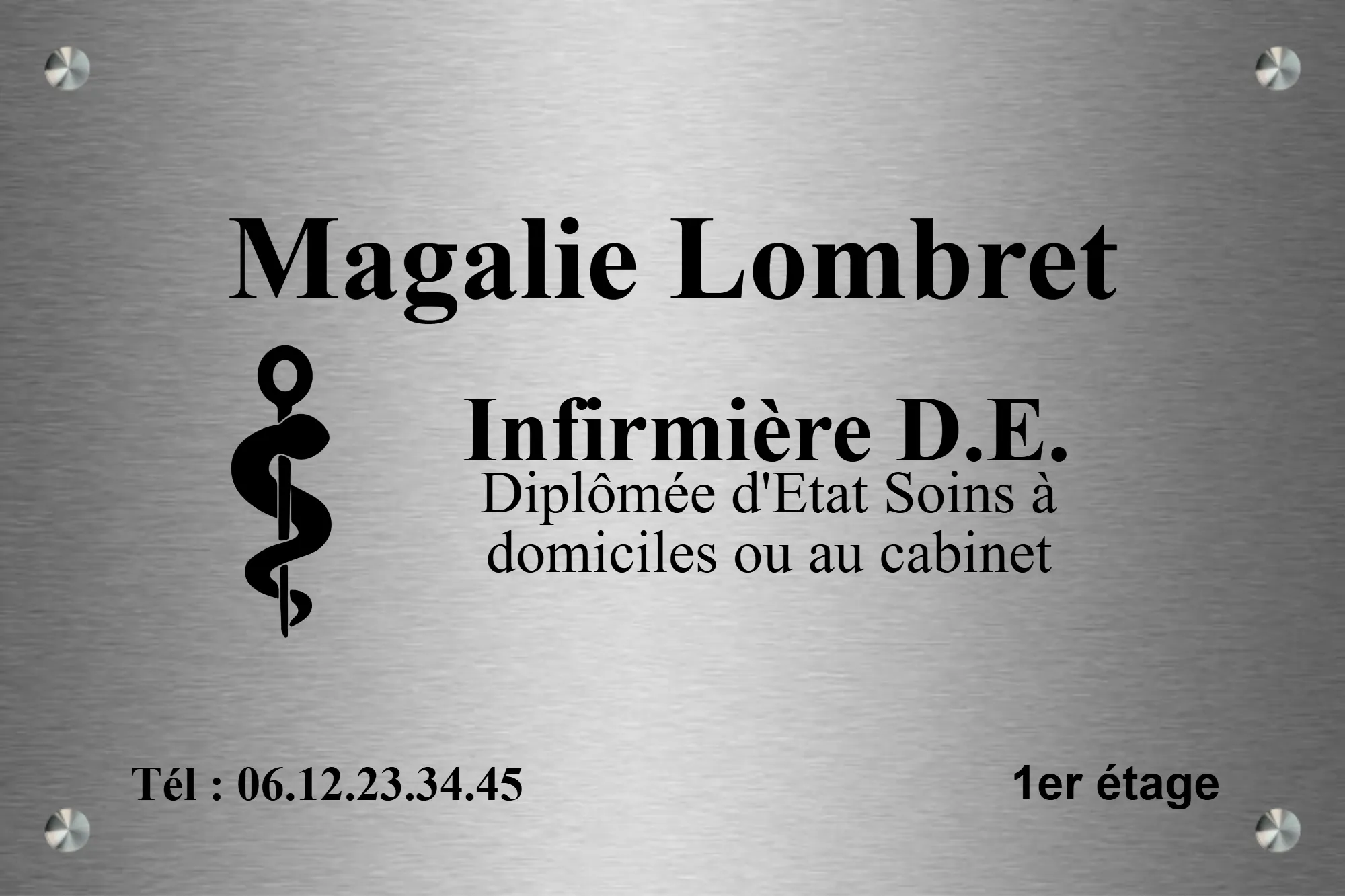 Plaque infirmier libéral en inox en inox fixation entretoises — Plaque Infirmier(ère)