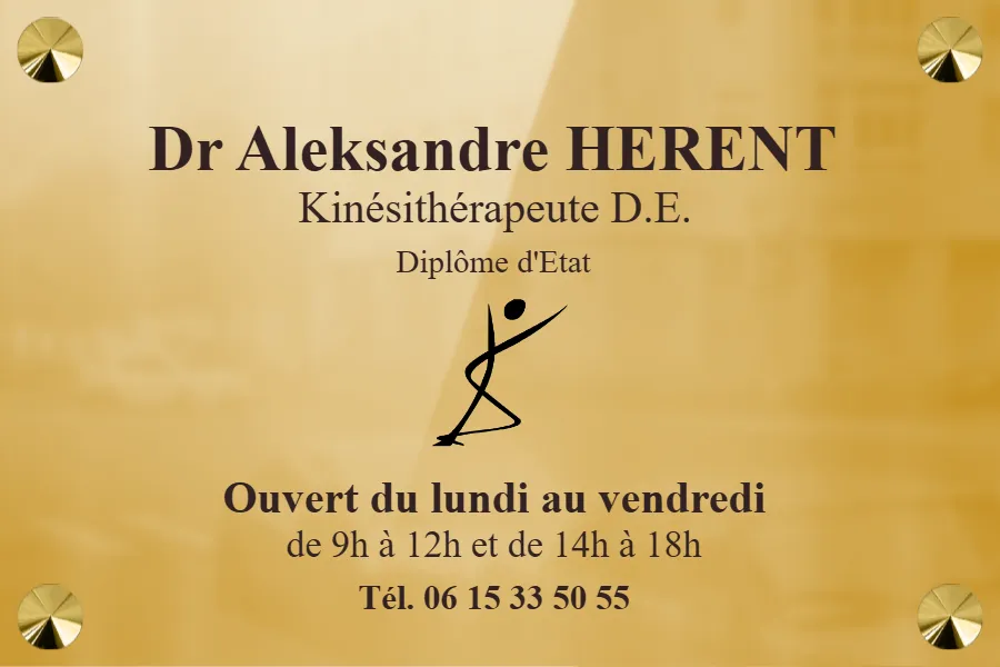 Plaque professionnelle Kinésithérapeute - Laiton poli miroir • 300x200 mm • Vis avec cache-vis