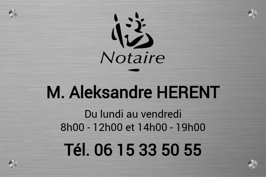Plaque professionnelle notaire plastique effet inox brossé