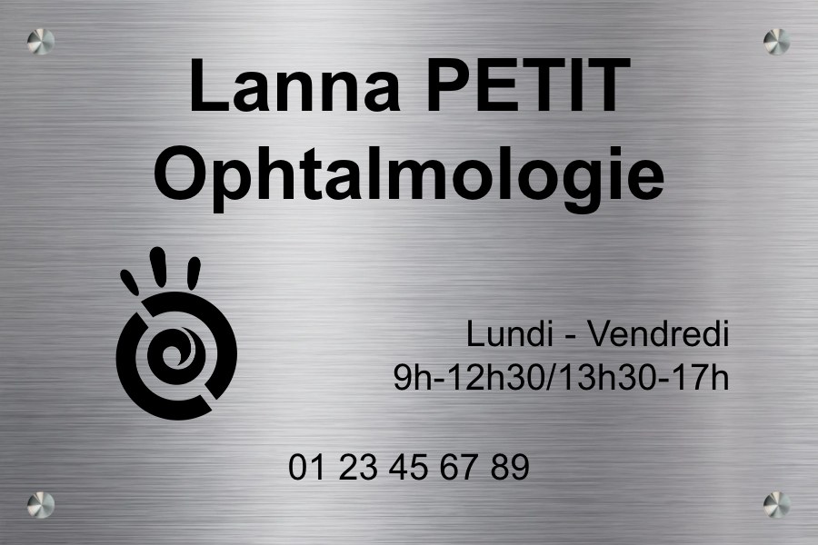 Plaque Ophtalmologie - Inox brossé 304L en inox fixation entretoises — Plaque Ophtalmologue