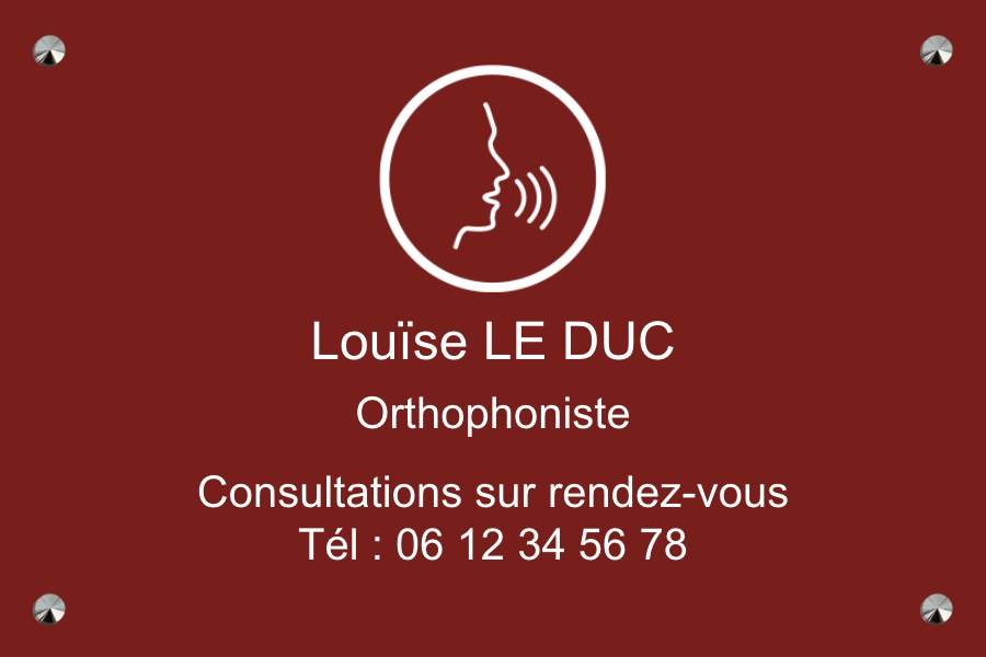 Plaque Orthophoniste - Aluminium rouge en aluminium rouge fixation vis-cache — Plaque Orthophoniste