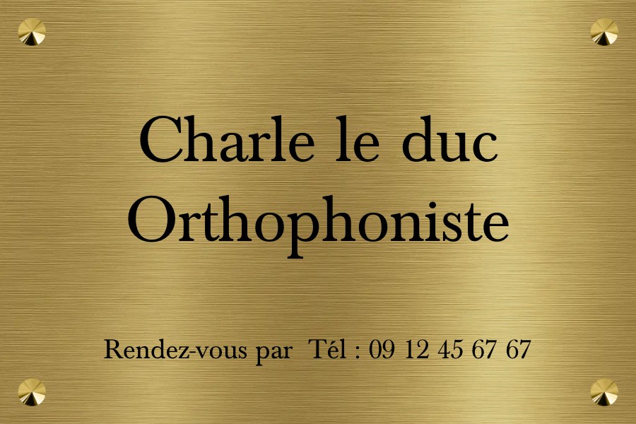 Plaque orthophoniste Plastique effet laiton brossé en plastiqueeffetlaitonbrosse fixation vis-cache — Plaque Orthophoniste