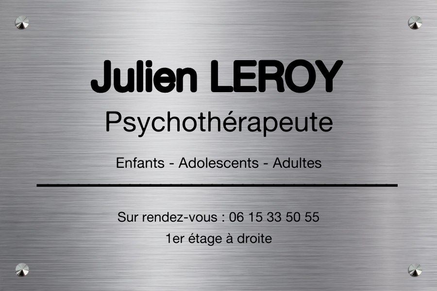 Plaque psychothérapeute - Inox • 300x200 mm • Vis avec cache-vis