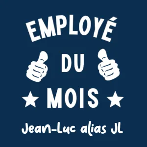 Plaque employé du mois (Homme) en aluminium bleu fixation sans-fixation — Plaques Humoristiques Bureau
