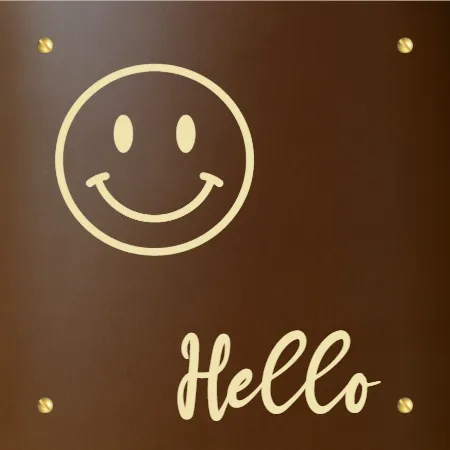 Plaque chambre Hello - Ral effet rouille • 150x150 mm • Vis apparentes
