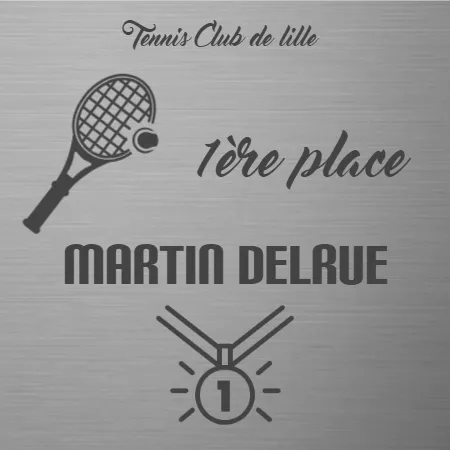 Plaque 1ere place tennis en Aluminium gris, taille 150x150 mm