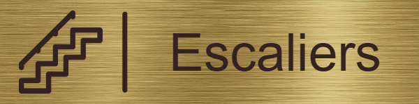 Plaque de porte "Escaliers" - Laiton brossé • 200x50 mm • Sans fixation