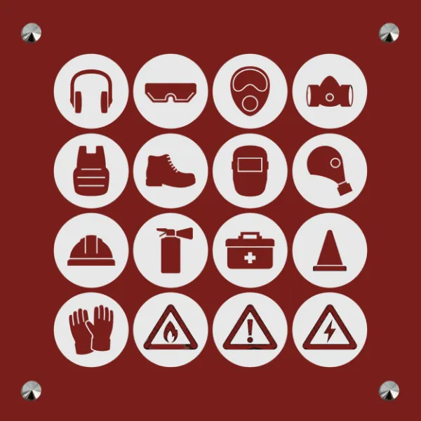 Plauqe consignes sécurité en aluminium rouge fixation vis-cache — Pictogrammes et Plaques évacuation / consignes