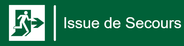 Plaque de porte "Issue de Secours" - Aluminium vert • 200x50 mm • Sans fixation