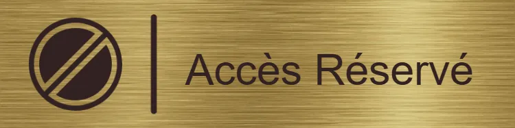 Plaque de porte "Accès Réservé" en Laiton brossé, taille 200x50 mm