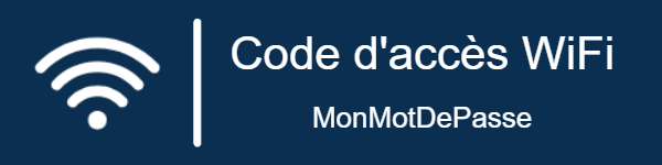 Plaque de porte "Code WiFi" en Aluminium bleu, taille 200x50 mm