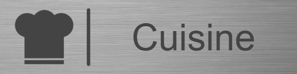 Plaque de porte "Cuisine" en Aluminium gris, taille 200x50 mm